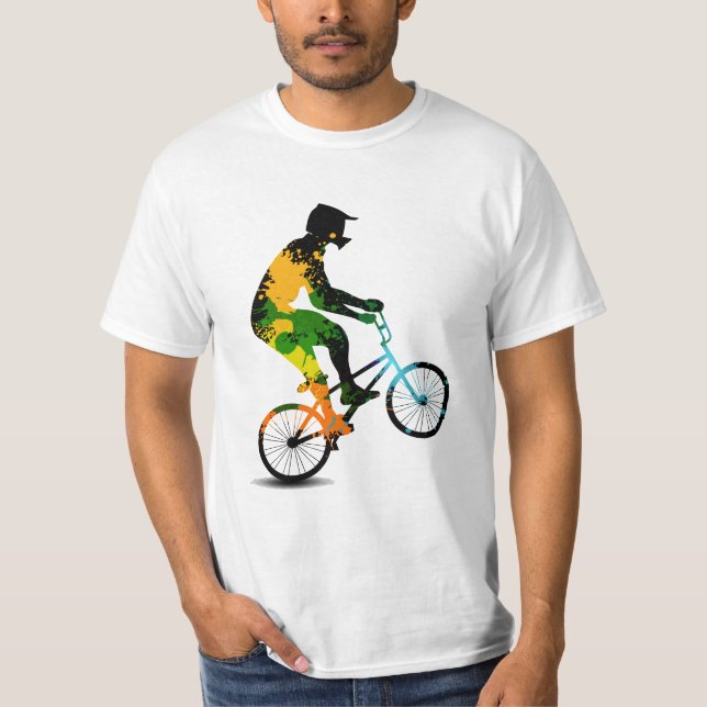 T-shirt Couleur Retro Grunge Vélo Rider (Devant)