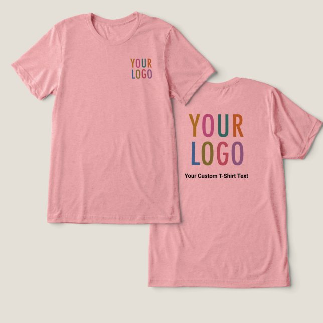 T-shirt couleur rose haut de gamme Logo personnali (Design Recto & Verso)