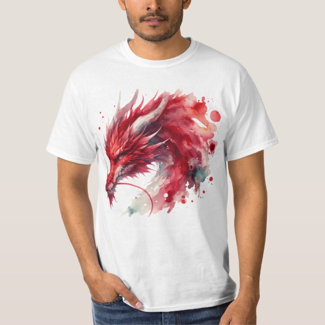 T-shirt couleur rouge Dragon Water (Devant)