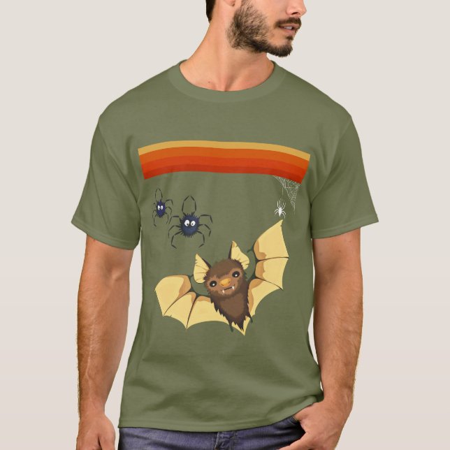T-shirt Couleurs d'automne, Bat mignonne, Araignées, Hallo (Devant)