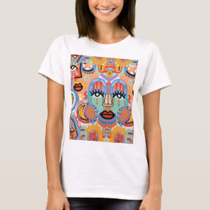 T-shirt Couleurs, motifs et visages qui se chevauchent