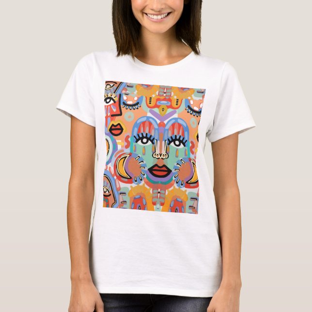 T-shirt Couleurs, motifs et visages qui se chevauchent (Devant)