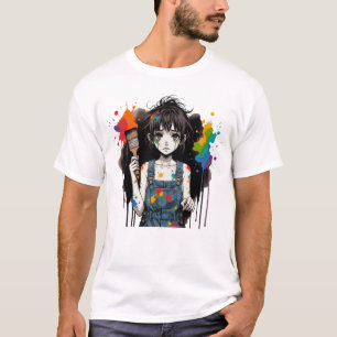 T-shirt Couleurs qui saignent Fille artiste Manga Anime Cr