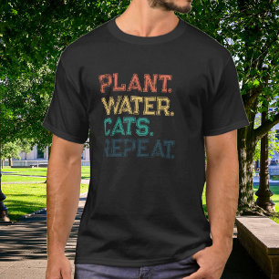T-shirt Couleurs Vintages rétro Plante Chats d'eau Répéter