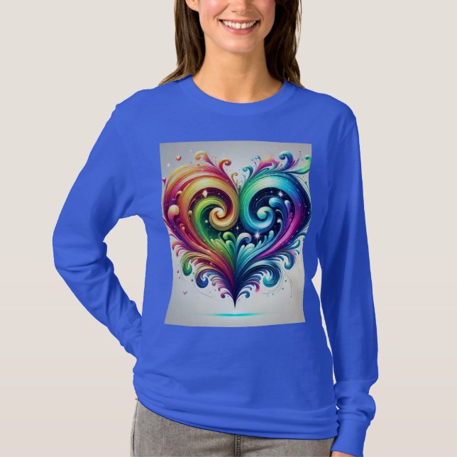 T-shirt Couleurs vives du coeur arc-en-ciel (Devant)