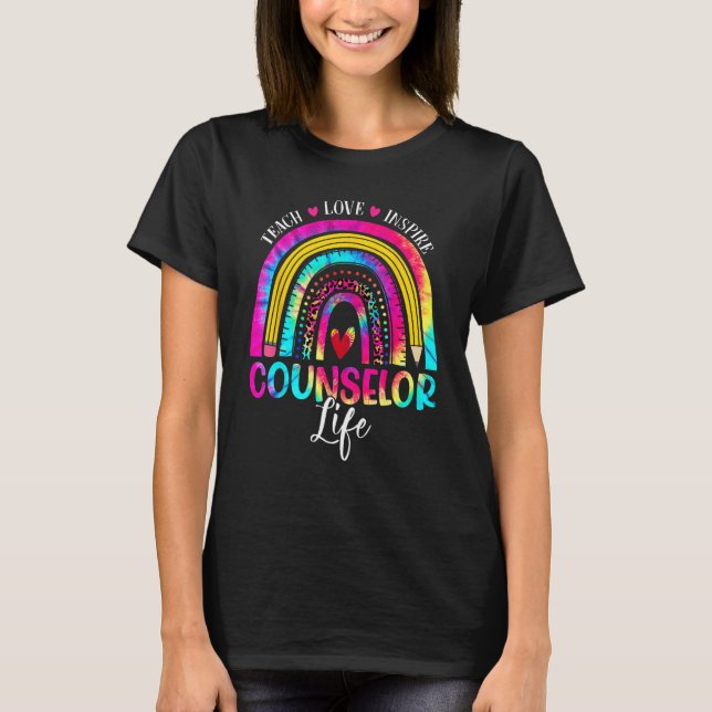 T-shirt Counselor Teacher Rainbow Tie Dye First Day Of Sch (Devant)