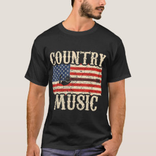 T-shirt Country Music Guitar American Flag Cadeau