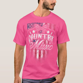 T-shirt Country Music Guitare American Flag Western Design