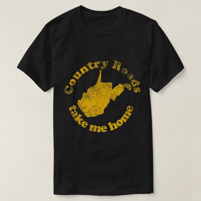 T-shirt Country Roads Virginie-Occidentale Me ramener à la (Design devant)