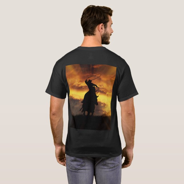 T-shirt Country Western Roping Cowboy et Horse Sunset (Dos entier)