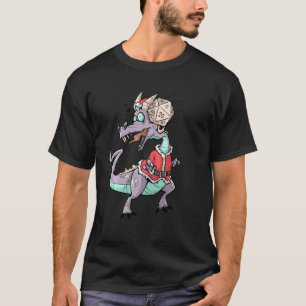 T-shirt Coup Critique D20 Dés Rpg Mème Pnp Dragon Père Noë