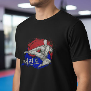 T-shirt Coup de pied de Taekwondo avec encre artistique du