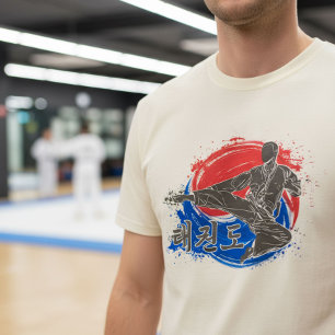 T-shirt Coup de pied de Taekwondo avec encre artistique du