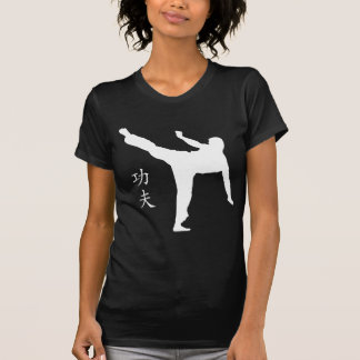 T-shirt Coup-de-pied/kanji élevés de Kung Fu