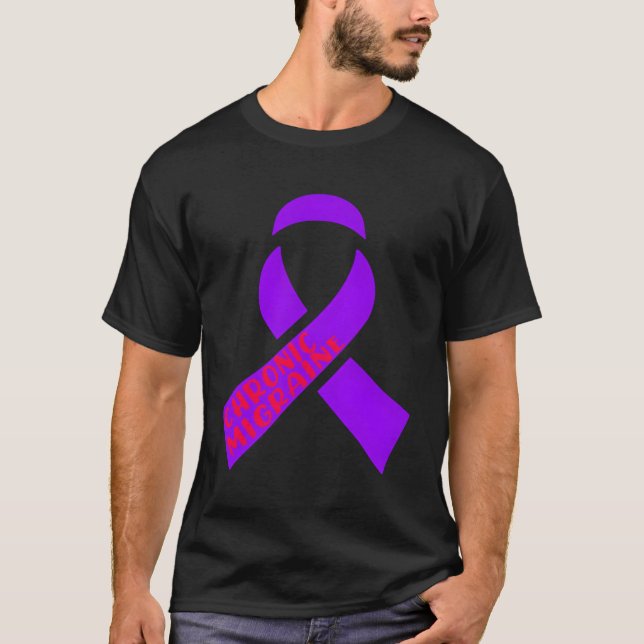 T-shirt Coup De Tête De Ruban Violet De Migraine Chronique (Devant)