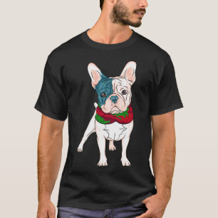 T-shirt Coupe De Noël Mignonne Française De Bulldog Avec R