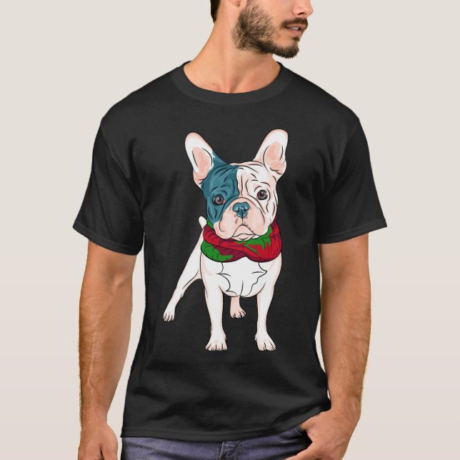 T-shirt Coupe De Noël Mignonne Française De Bulldog Avec R (Devant)