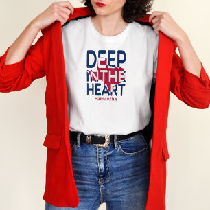 T-shirt Coupe d'état rouge et bleu profond dans le coeur
