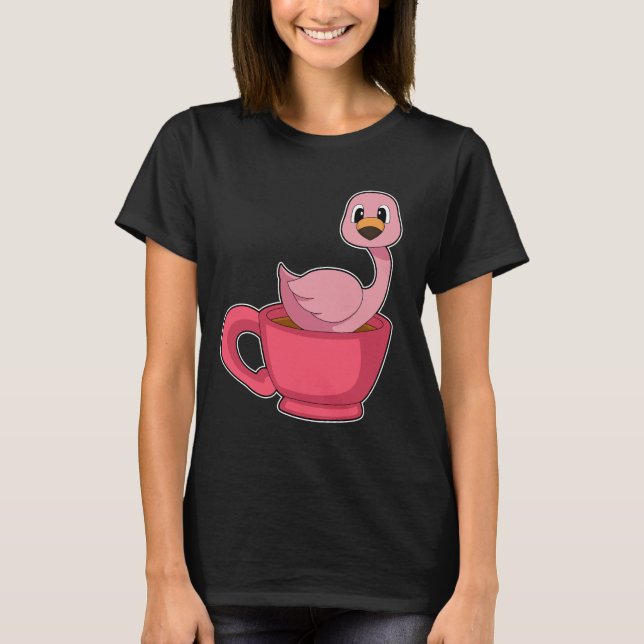 T-shirt Coupe Flamant rose de café (Devant)