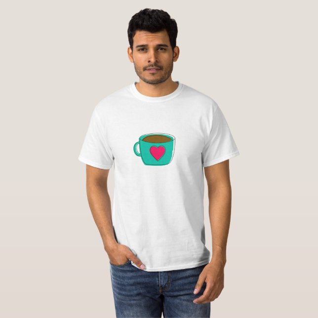 T-shirt Coupe Green Coffee Mug Coeur rouge Cadeaux (Devant entier)