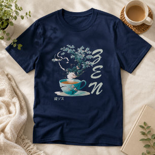 T-shirt Coupe japonaise de thé serein aux fleurs de cerisi