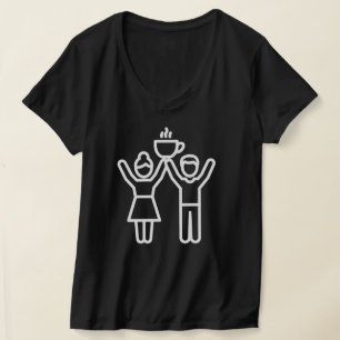 T-shirt Couple célébrant avec une icône de ligne de tasse 