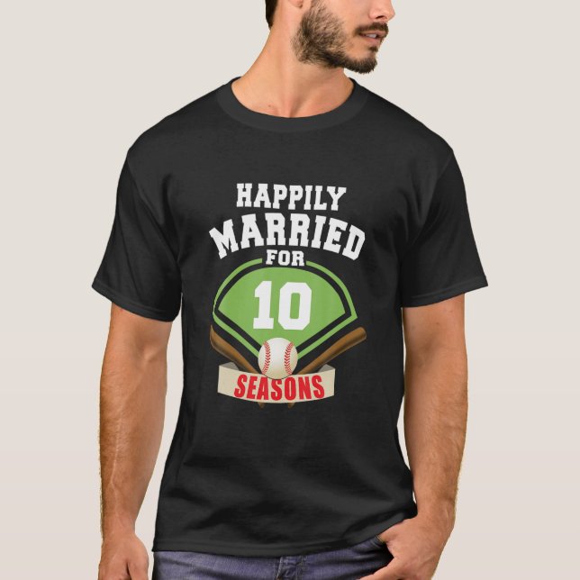 T-shirt Couple De Baseball 10E Anniversaire De Mariage (Devant)