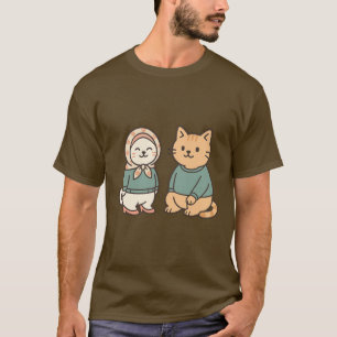 T-shirt "Couple de chat en caricature adorable dans des te