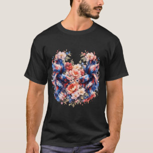 T-shirt Couple de poissons combattants rouges et bleus pat