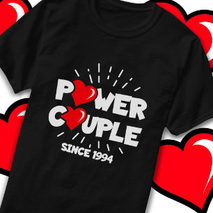 T-shirt Couple de puissance marié 1994 Anniversaire Mariag