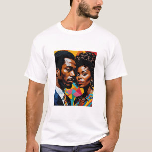 T-shirt Couple de puissance rétro Vibrant Afrocentric Tee