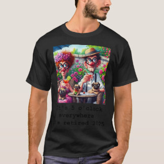 T-shirt Couple de retraités drôles avec des Pugs profitant
