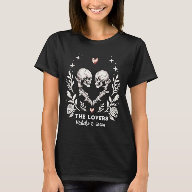 T-shirt Couple de squelettes gothiques amateurs de la mort (Devant)