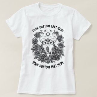 T-shirt Couple de squelettes personnalisés avec cadre de f