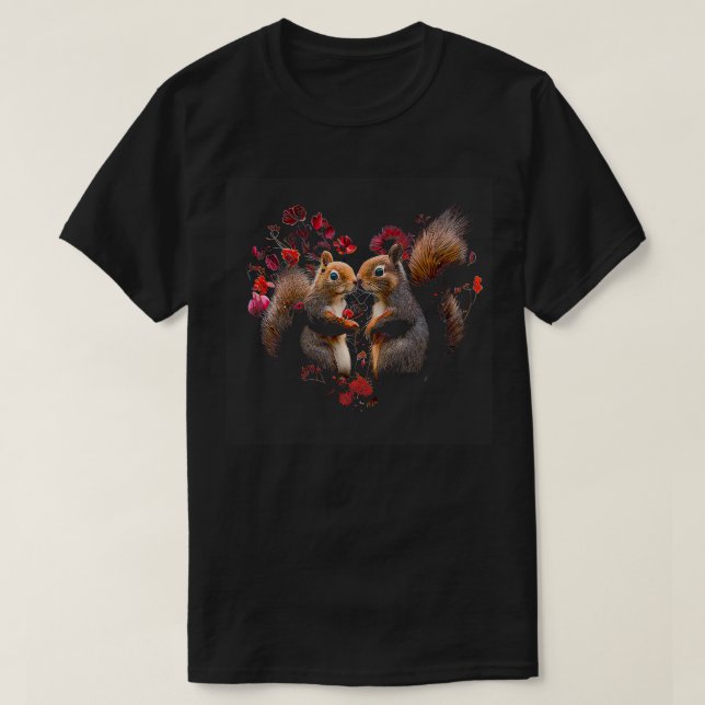 T-shirt Couple d'écureuils en forme de coeur Valentines jo (Design devant)