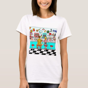 T-shirt Couple Holding Hands au dîner dans les années 1950
