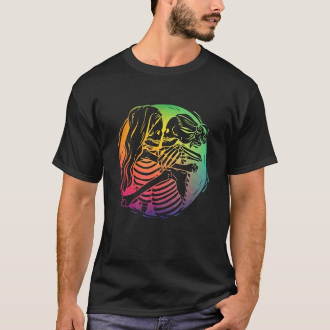 T-shirt Couple lesbienne Lgbtq Pride Drapeau arc-en-ciel S (Devant)