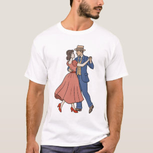 T-shirt Couple Romantique Vintage Dansant Rétro Années 195