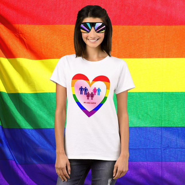 T-shirt Couples à l'intérieur de la All Love Pride Coeur (Couples Inside the All Love Pride Heart T-Shirt)