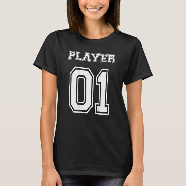 T-shirt Couples Gamer Gaming Player 01 Print on back King (Devant)