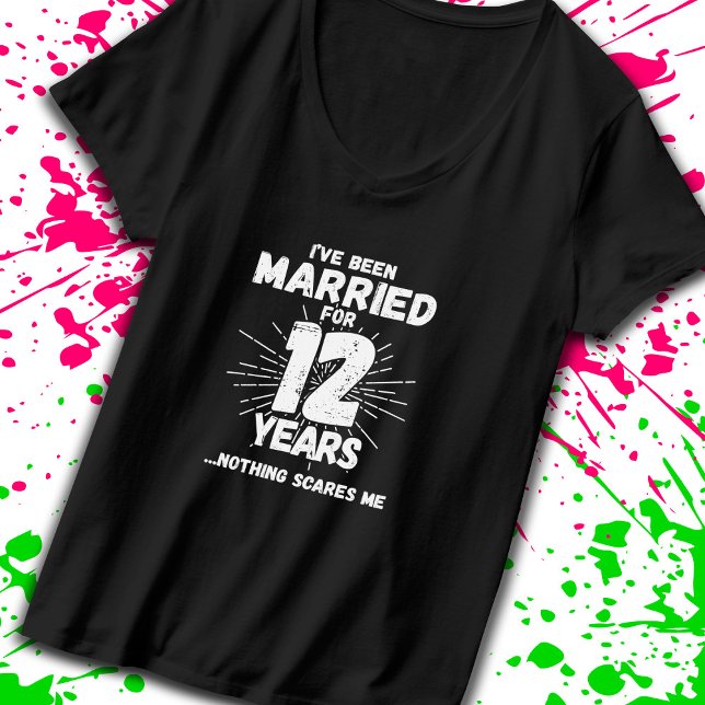 T-shirt Couples mariés 12 ans drôle 12ème anniversaire (Celebrate your 12 year anniversary milestone with our t-shirt designed to get laughs! -Teemixer)