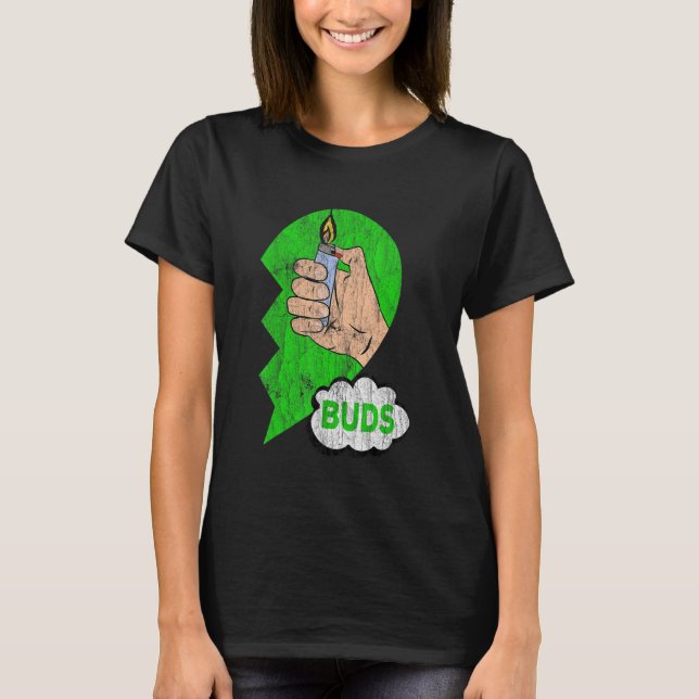 T-shirt Couples Matching Best Buds Weed Funny Joint Stoner (Devant)