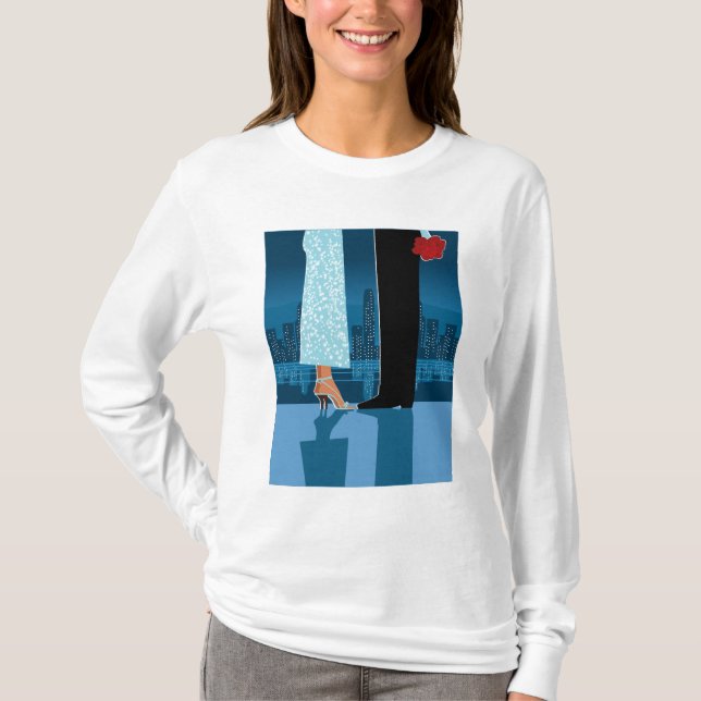T-shirt Couples romantiques dans la ville (Devant)