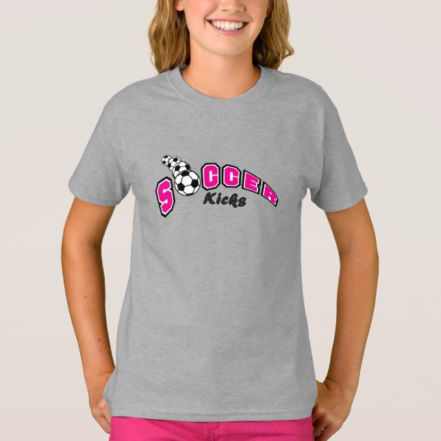 T-shirt Coups de soccer - Rose chaud (Devant)