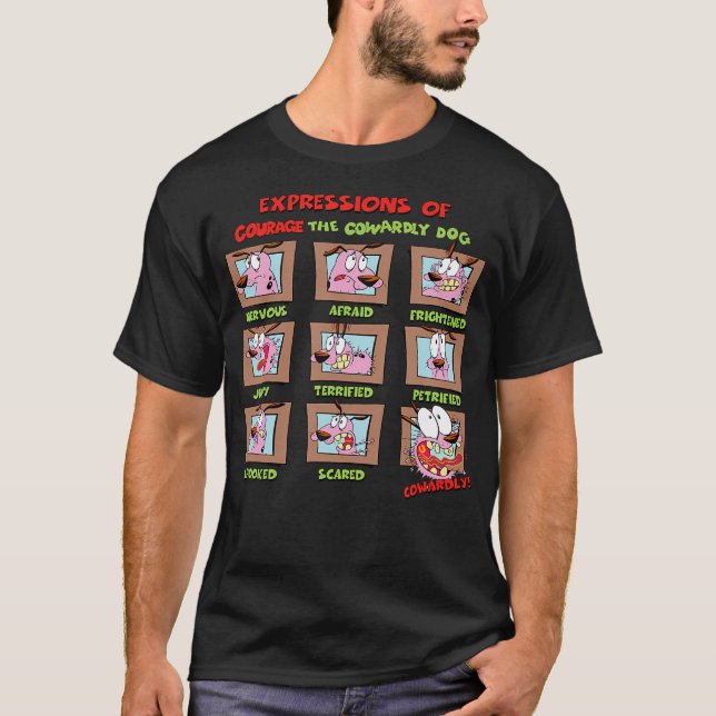 T-shirt Courage Le Chien Cowardly Courage Expressions Box  (Devant)