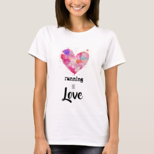 T-shirt *~* courant l'aquarelle rose pourpre de coureur de