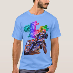 T-shirt Coureur bleu de moto de speed-way