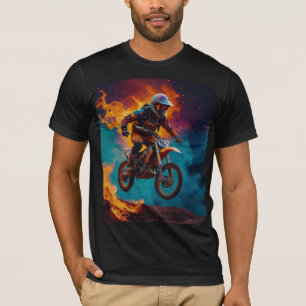 T-shirt Coureur de Motocross et Éruption Volcanique