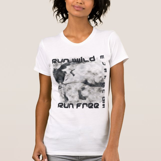 T-shirt Courez sauvage, mustangs, courez le tee - shirt (Devant)