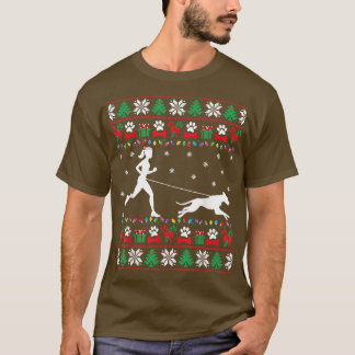 T-shirt Courir Avec Des Chiens Doux Vilain De Noël Courir